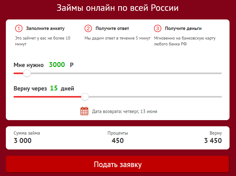 Займы онлайн по России